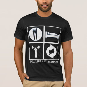 CAMISETA COMA, DURMA, LEVANTE, E REPITA