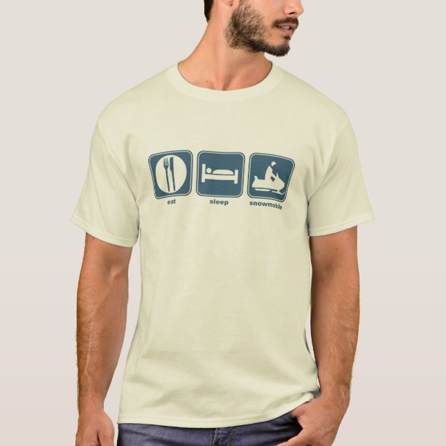 Camiseta coma, durma, snowmobile (Frente)