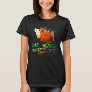 Camiseta Coma Gatos Do Guerreiro Do Sono Repetindo O Engra