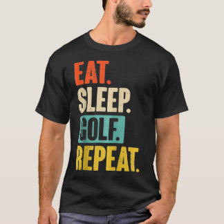 Camiseta Coma Golf De Sono Repetir Retrô Engraçado Golfe De