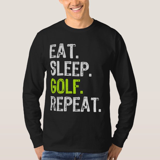 Camiseta Coma Golfe Dormindo Repita Golfer Golfing Engraçad (Frente)