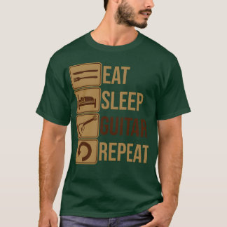 Camiseta Coma Guitarra Dormir Repita garota