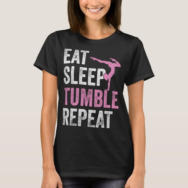 Camiseta Coma Gymnast Sleep Tumbe Roupa Meninas Engraçadas  (Frente)