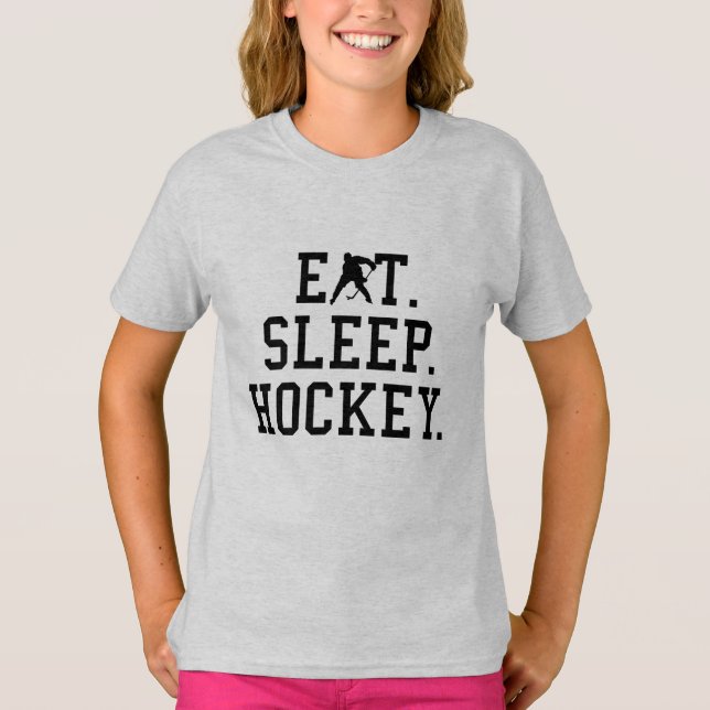 Camiseta Coma Hockey com Sono - Camisa-T de Alavanca de Hóq (Frente)