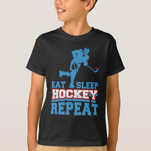 Camiseta Coma Hockey com Sono Repete Engraçado para Jogador