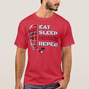 Camiseta Coma Hockey Com Sono Repete Esportes Engraçados De