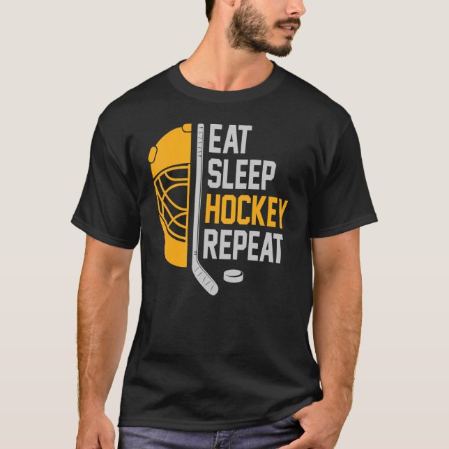 Camiseta Coma Hockey Com Sono Repetição Para Crianças Adult (Frente)