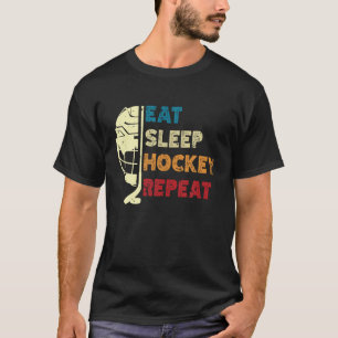 Camiseta Coma Hockey com Sono Repetido Crianças Adultas Ret