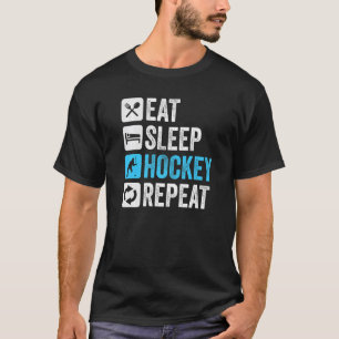 Camiseta Coma Hockey com Sono Repetir Retrô Divertido Premi