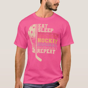 Camiseta Coma Hockey Com Sono Repito Homens Garotos Engraça