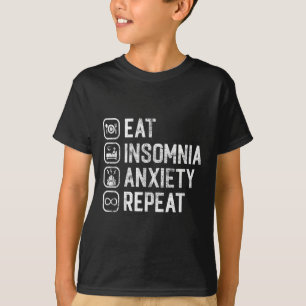 Camiseta Coma Insônia Ansiedade Repetir Engraçada Não Dormi