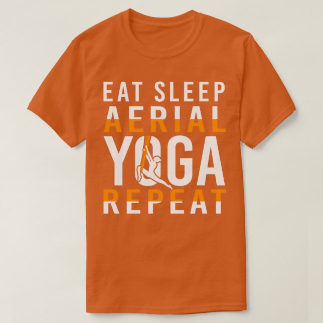 Camiseta Coma Ioga Aérea Repete Presente Engraçado (Frente do Design)
