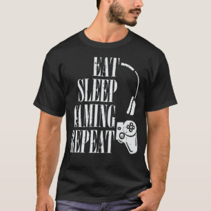 Camiseta Coma Jogo Dormindo Repita Jovens Jovens Engraçados