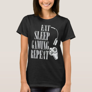 Camiseta Coma Jogo Dormindo Repita Jovens Jovens Engraçados