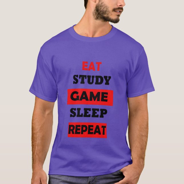 CAMISETA COMA JOGO ESTUDANTE DORMIR (Frente)