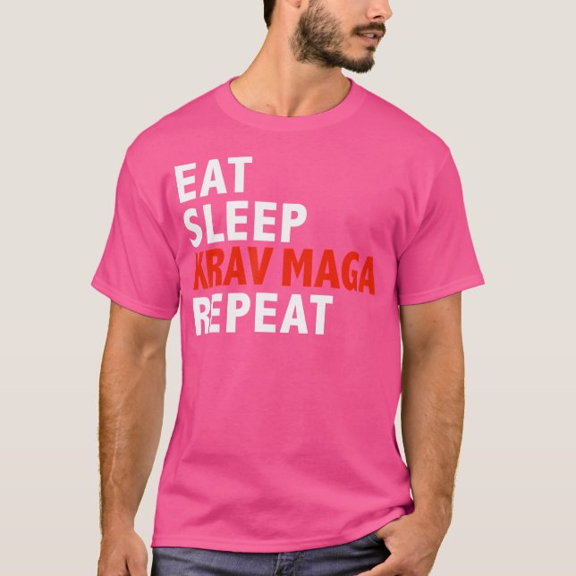 Camiseta Coma, Krav Maga Repita Artes Marciais Engraçadas (Frente)