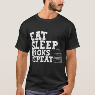 Camiseta Coma livros de sono repete, legal gráfico mais eng