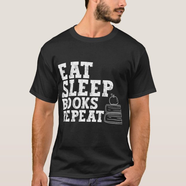 Camiseta Coma livros de sono repete, legal gráfico mais eng (Frente)