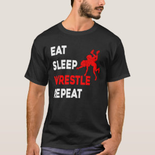 Camiseta Coma Lutar Dormir Repita Lutador de Luta Livre Hom