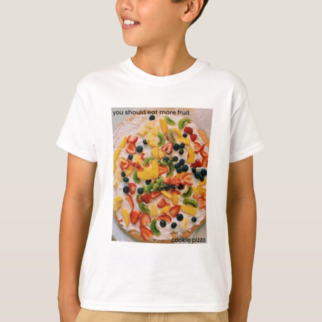 Camiseta Coma Mais Pizza De Biscoito De Fruta (Frente)