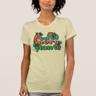 Camiseta Coma mais plantas Camisa-T feminina