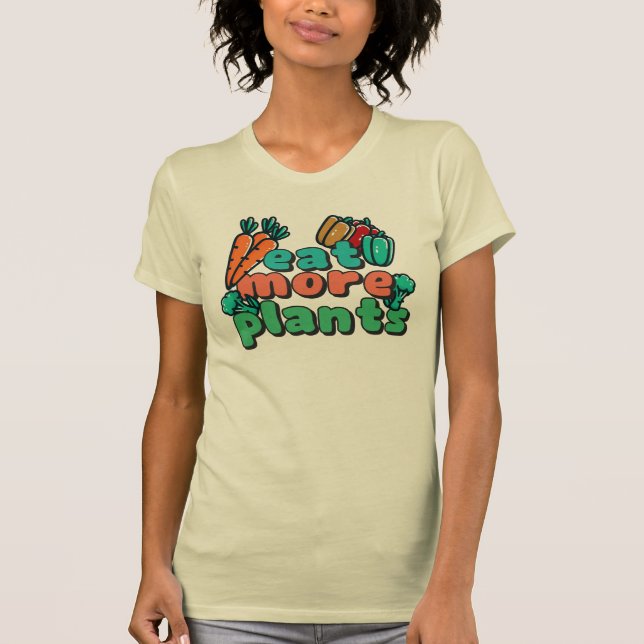 Camiseta Coma mais plantas Camisa-T feminina (Frente)