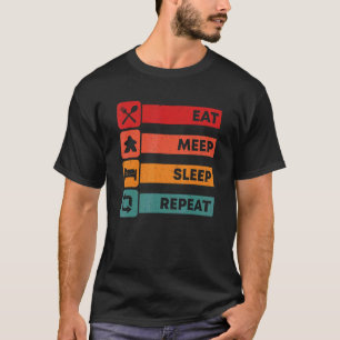 Camiseta Coma Meep Sleep Repita a Mesa do jogador do Consel