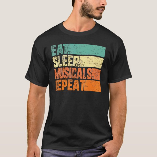 Camiseta Coma Musicais do Sono Repetem Teatro Musical Vida  (Frente)