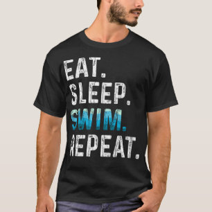 Camiseta Coma Natação do sono Repetir Nadador Engraçado Nad