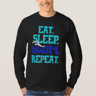 Camiseta Coma Natação do sono Repetir Nadando Esportes