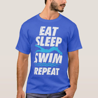 Camiseta Coma Natação do sono Repetir Nadando Presente Nada