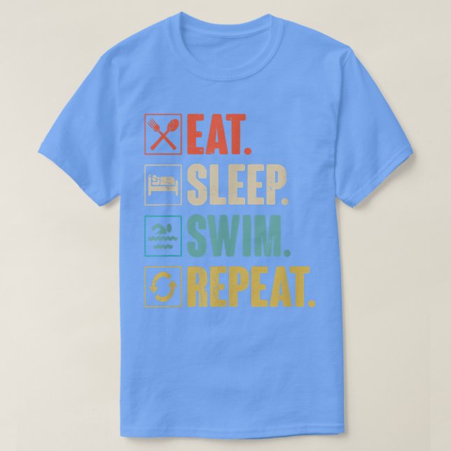 Camiseta Coma Natação do sono Repetir Nadando Presente Nada (Frente do Design)