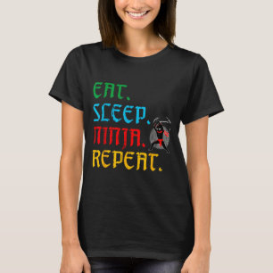 Camiseta Coma Ninja Repetir Divertido Fã de Artes Marciais