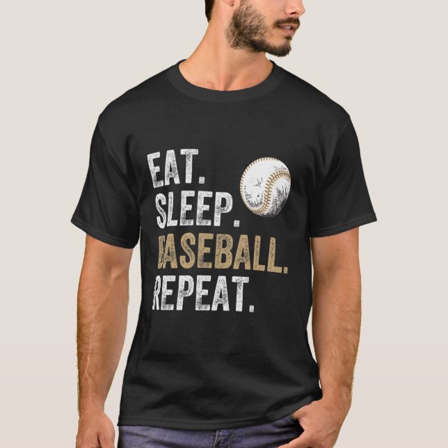 Camiseta Coma O Beisebol Dormindo Repetindo O Beisebol E O  (Frente)