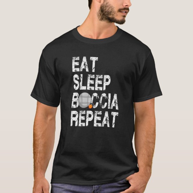 Camiseta Coma o Boccia Sleep Repetir para Jogadores Boccia (Frente)