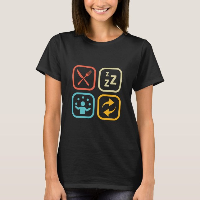 Camiseta Coma o botão do sono Repetir 134 (Frente)