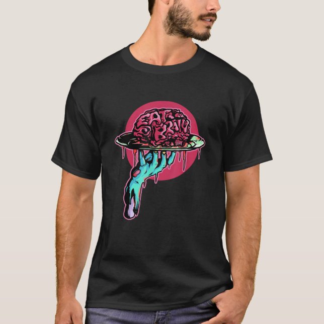 Camiseta Coma o Cérebro Zombie Cachorro Monstro Almoço Almo (Frente)