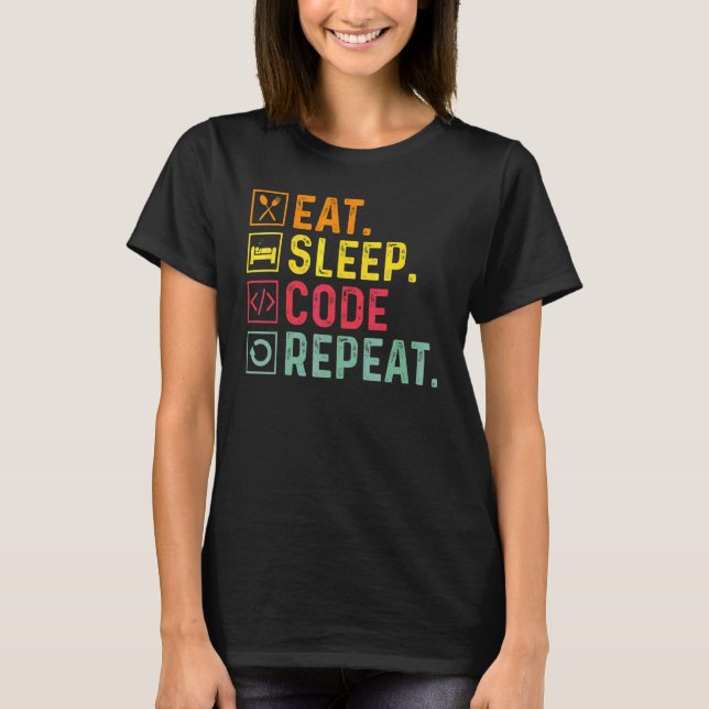 Camiseta Coma o código de latência Repetir código de progra (Frente)
