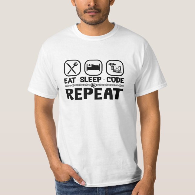 Camiseta Coma o código de latência Repetir Presente de codi (Frente)