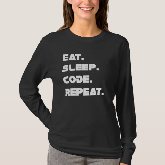 Camiseta Coma O Código De Repouso Repetir Ao Vivo De Um Pro (Frente)