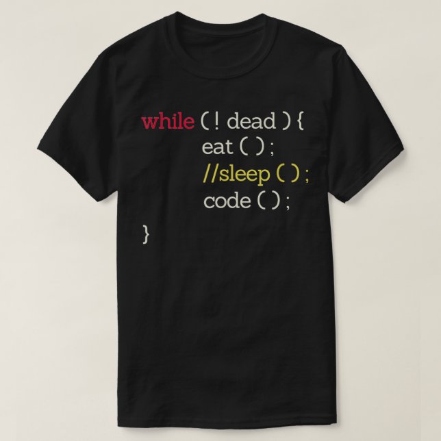 Camiseta Coma o Código do Sono Engraçado Programador de Ciê (Frente do Design)