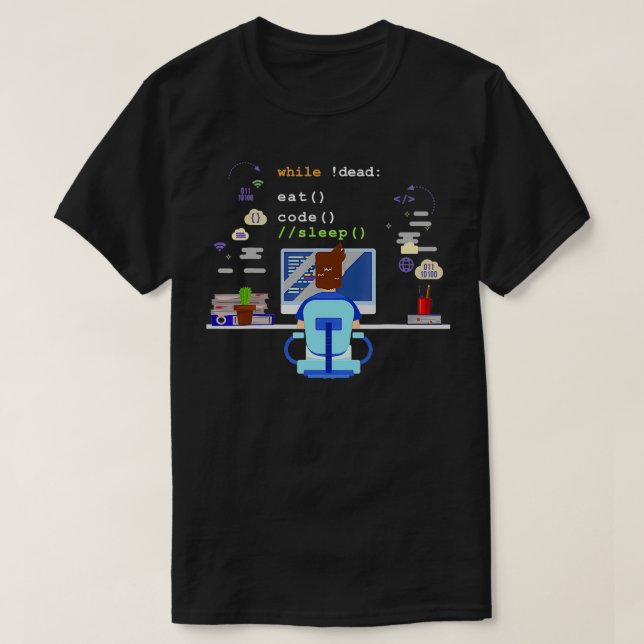 Camiseta Coma o Código do Sono Programação de Computação (Frente do Design)