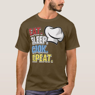 Camiseta Coma o Cook Repetir Comida de cozinha de Cozinhar 