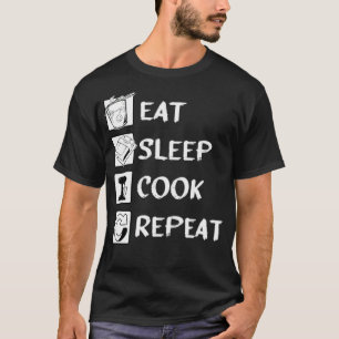 Camiseta Coma o Cook Repetir Motivo para um Cozinhar engraç
