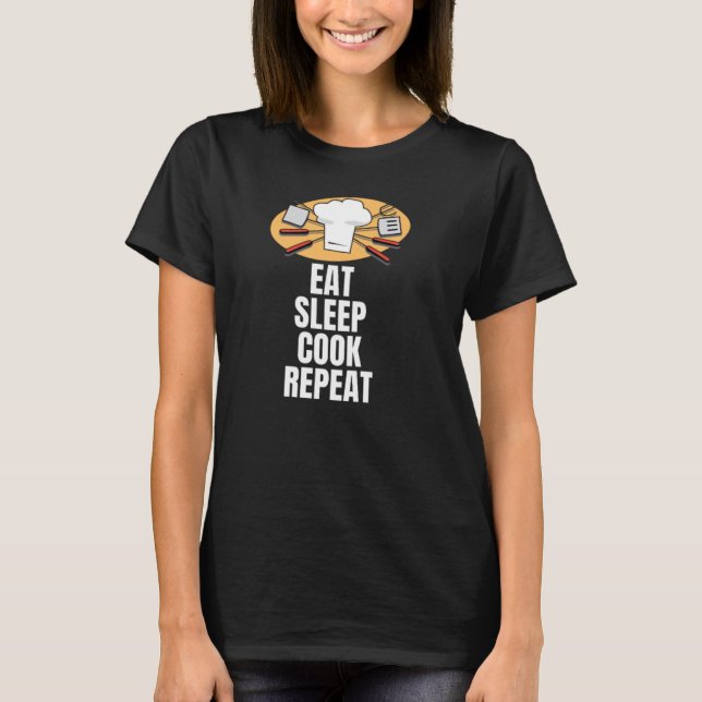 Camiseta Coma o cozinheiro de sono repetidamente (Frente)