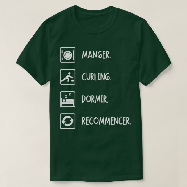 Camiseta Coma o Curling Sleep Reiniciar (Frente do Design)