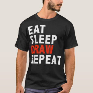 Camiseta Coma o desenhar de sono repita presente de cartuni