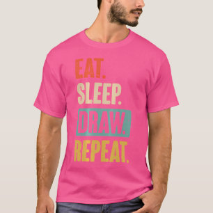 Camiseta Coma o Desenhar do sono Repetir Tinta Engraçada De