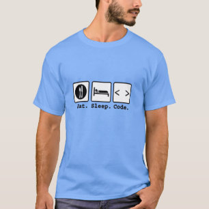 Camiseta coma o desgaste do nerd do código do sono