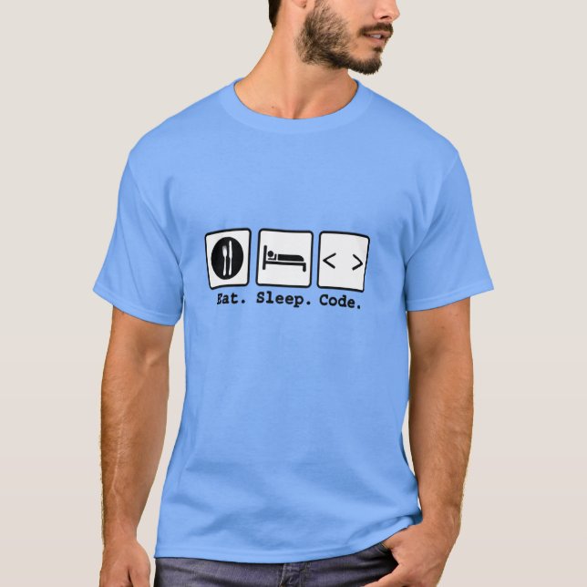 Camiseta coma o desgaste do nerd do código do sono (Frente)